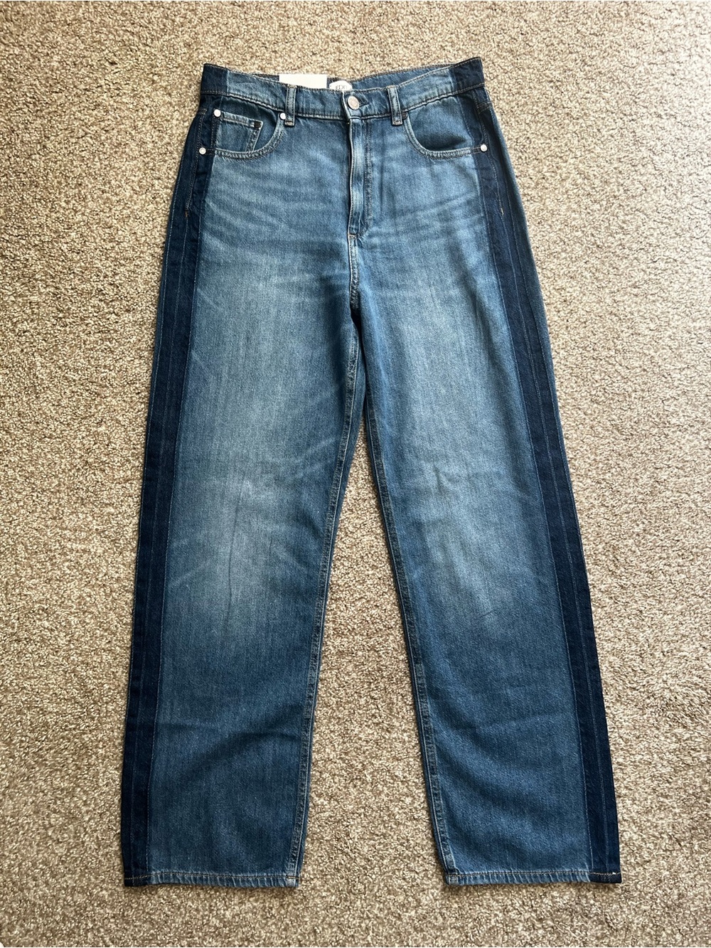 Jason Wu Two-Tone Wide-Leg Jeans in Light Blue and Dark Blue